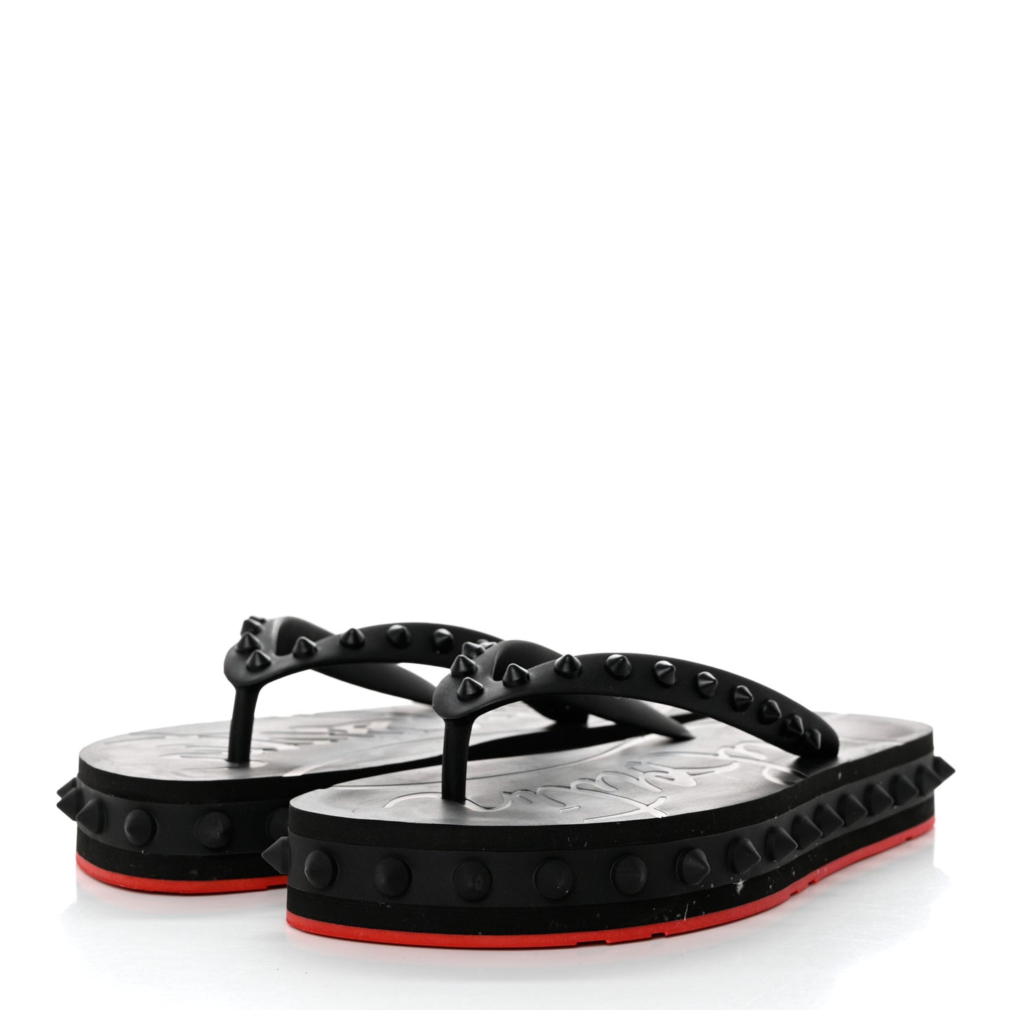 Rubber Spike Loubi Flip Flip Platform Sandals 38 Black