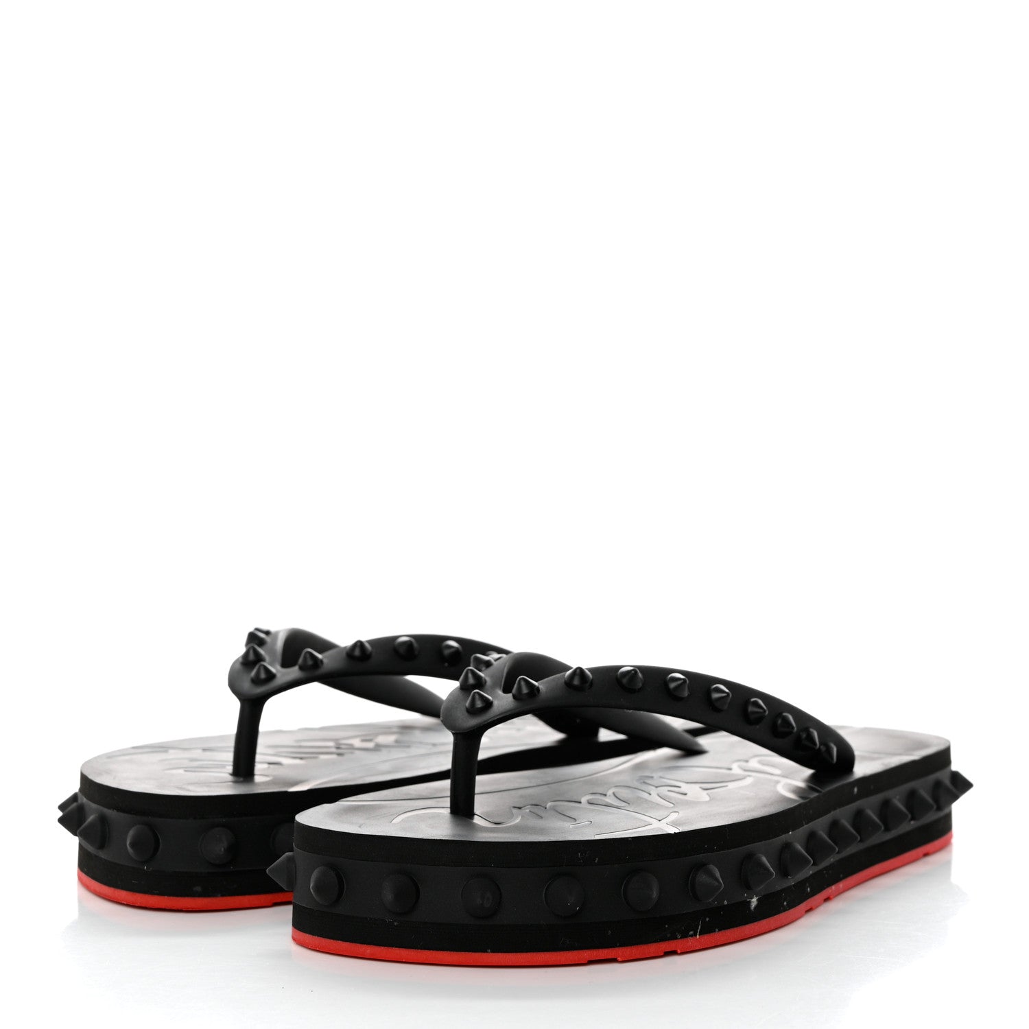 Christian Louboutin Rubber Spike Loubi Flip Flip Platform Sandals 38 Black 3 of 6