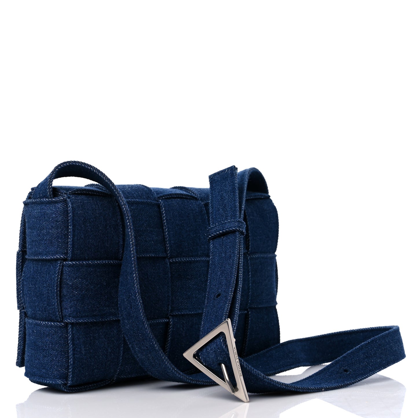 Denim Maxi Intrecciato Cassette Crossbody Bag Indigo