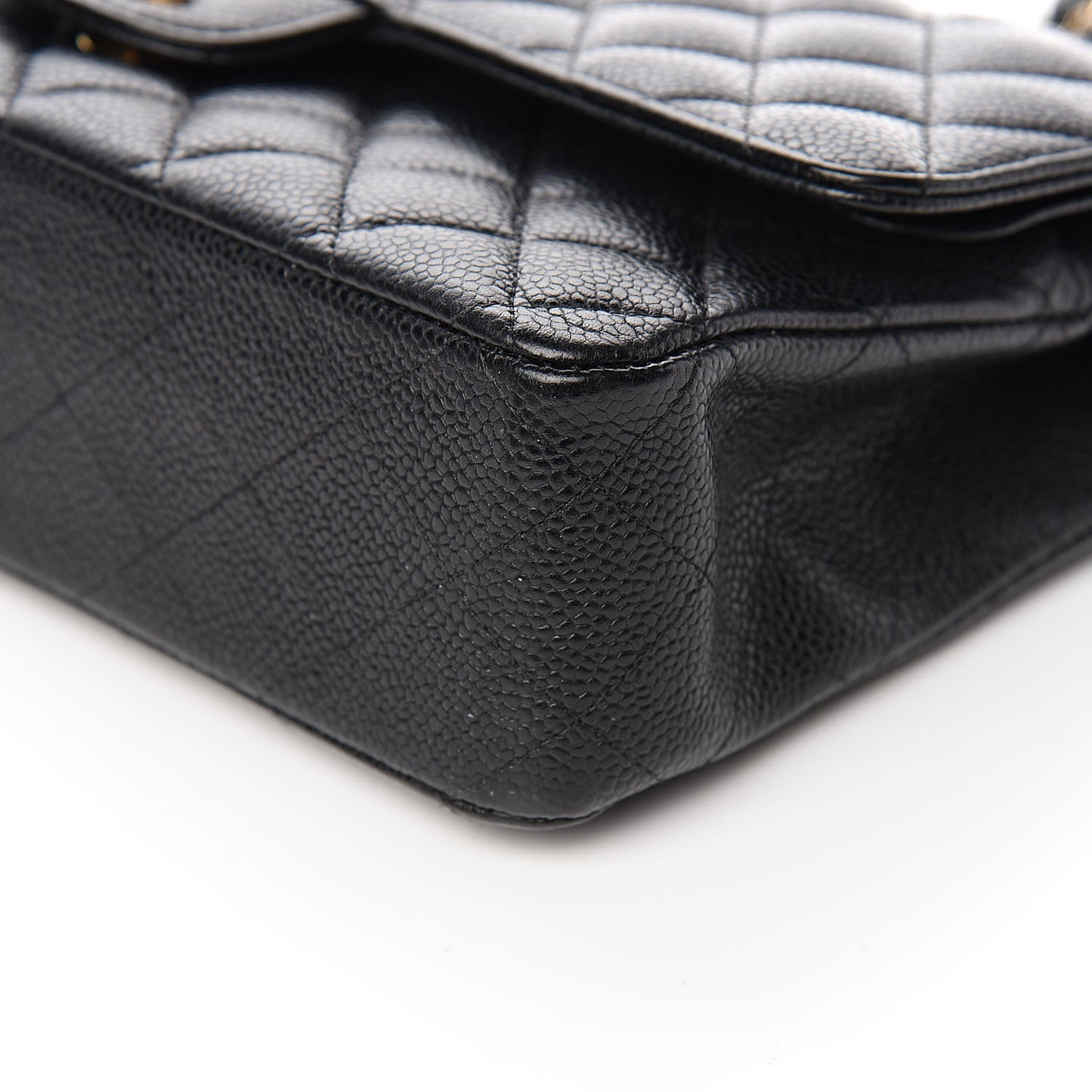 Caviar Quilted Medium Double Flap Black
