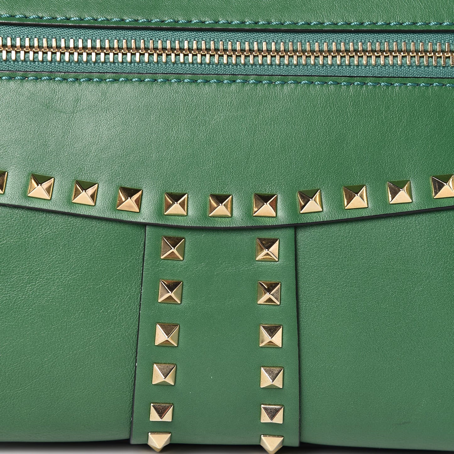 VALENTINO Vitello Rockstud Top Handle Satchel Pop Green