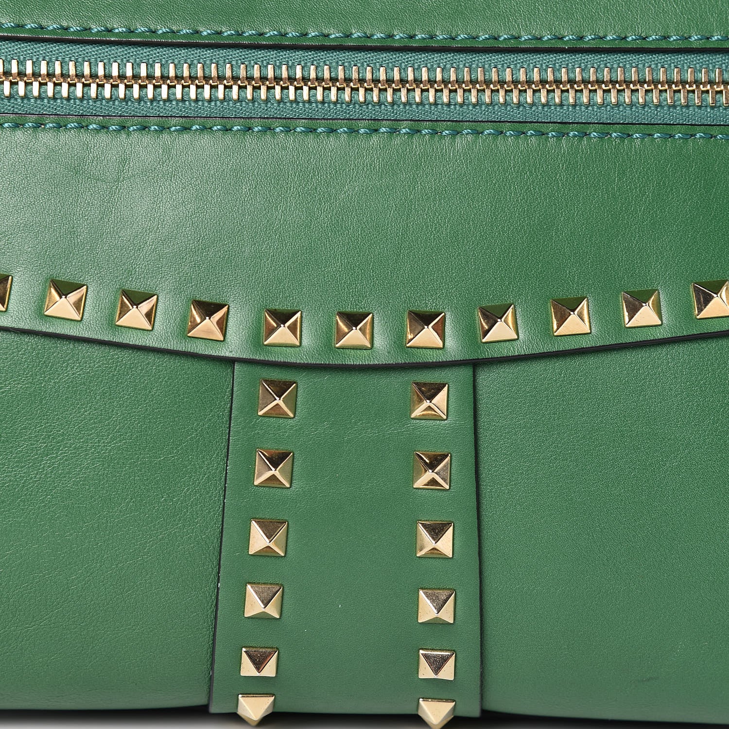 Valentino Garavani VALENTINO Vitello Rockstud Top Handle Satchel Pop Green 12 of 13