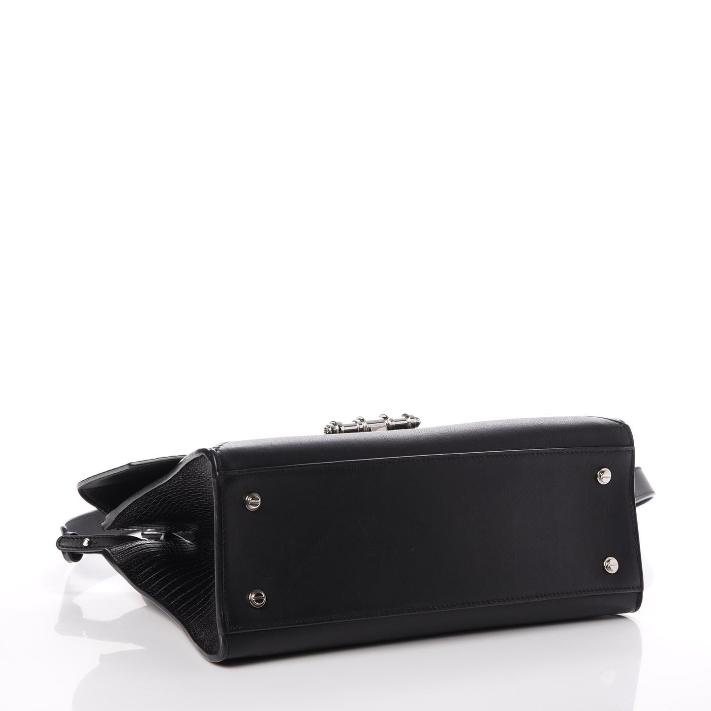 Calfskin Crocodile Embossed Small Obsedia Satchel Black