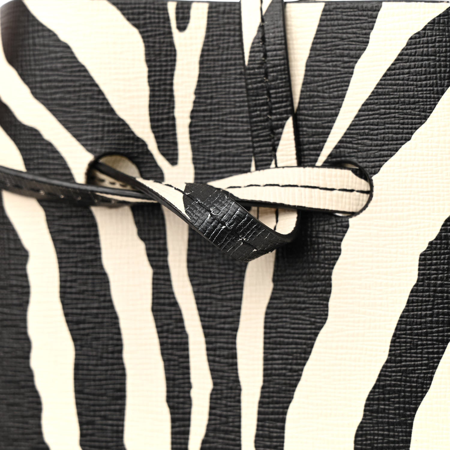 Mansur Gavriel Saffiano Zebra Print Mini Bucket Bag Black White 11 of 11