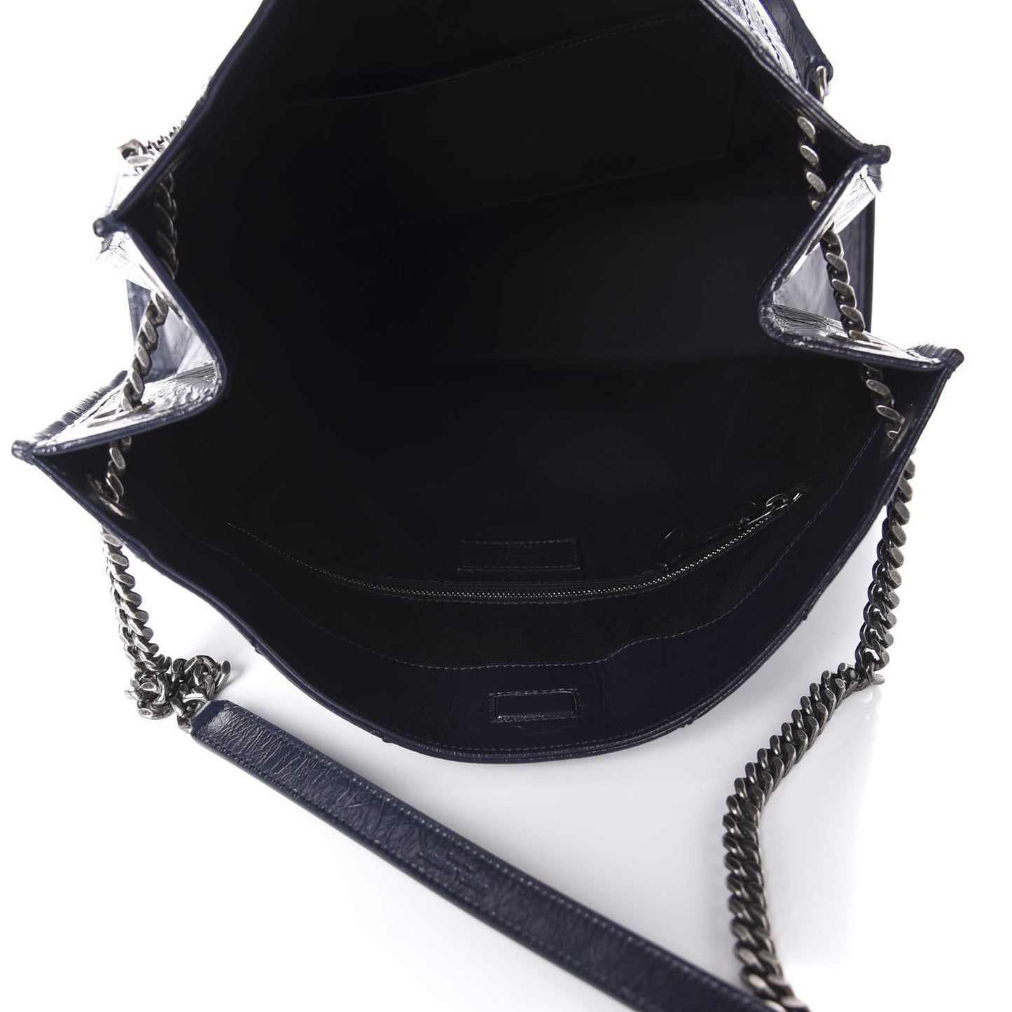 Crinkled Calfskin Matelasse Monogram Niki Shoulder Bag Deep Marine