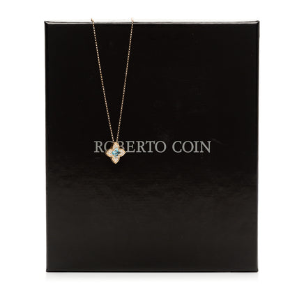 Roberto Coin 18K Rose Gold Diamond Blue Topaz Small Venetian Princess Carnival Pendant Necklace 5 of 5
