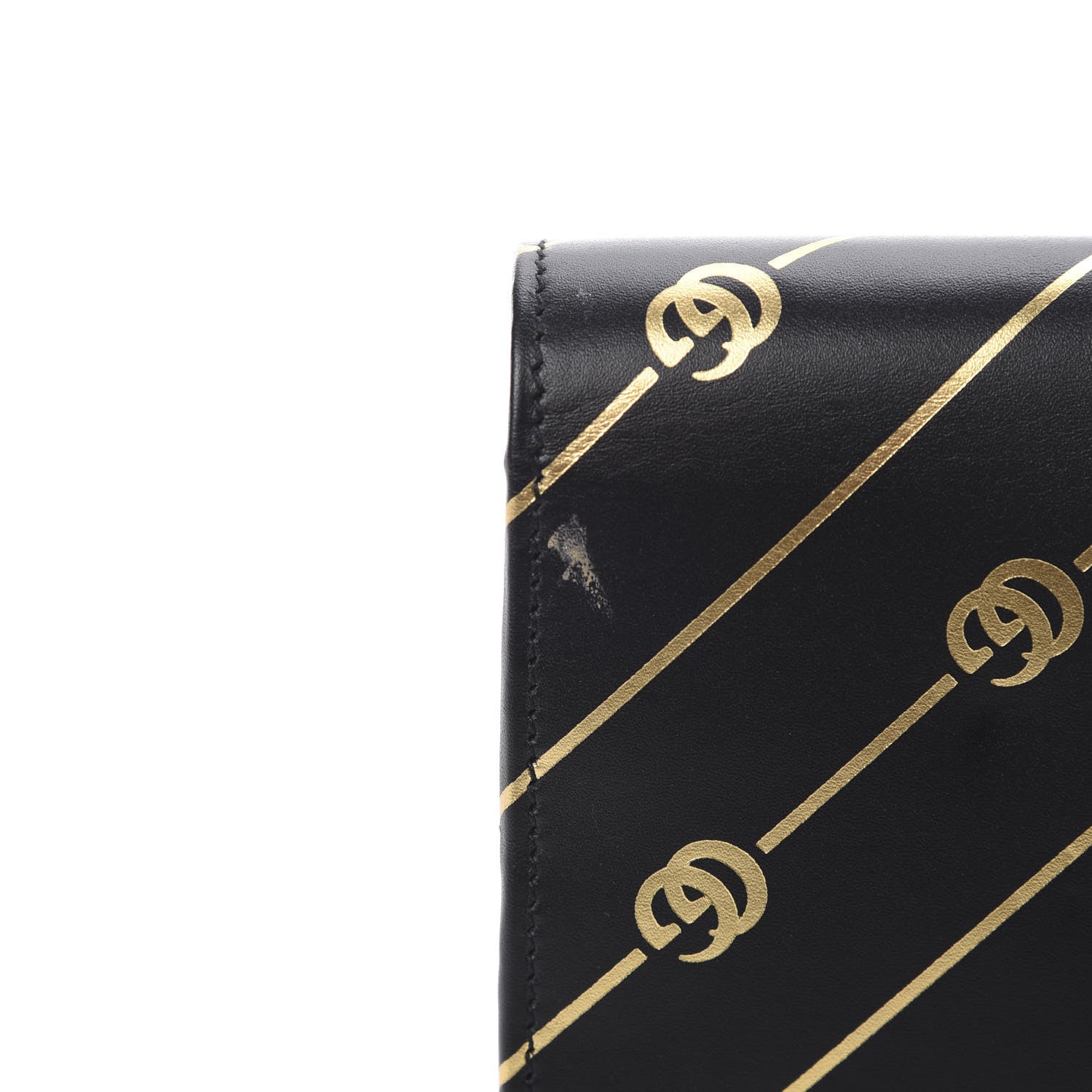 Gucci Calfskin Diagonal GG Mini Chain Wallet Black Gold 11 of 11