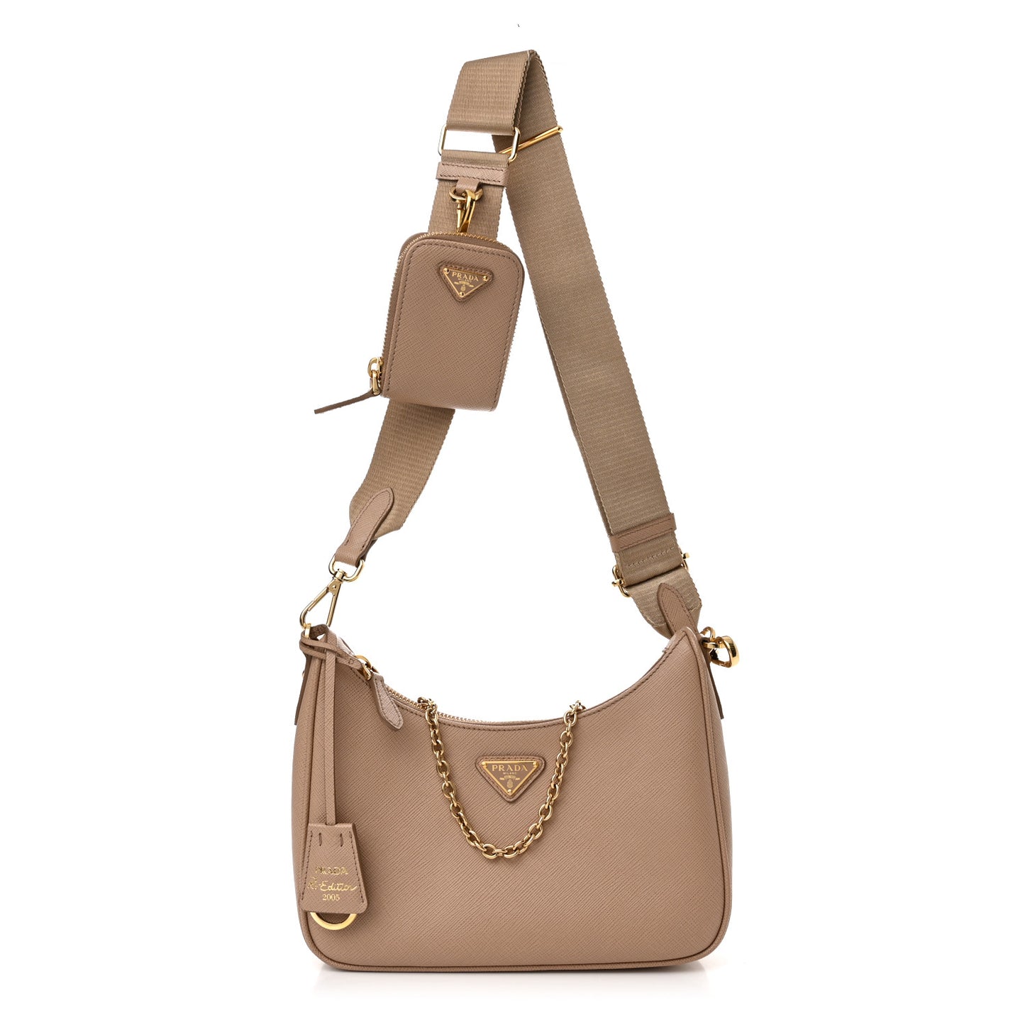 Saffiano Lux Re-Edition 2005 Shoulder Bag Cammeo