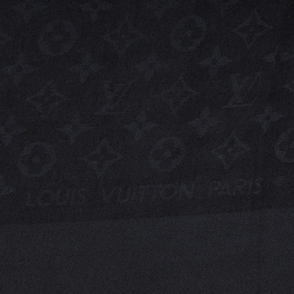 Louis Vuitton Silk Wool Monogram Shawl Night Blue 4 of 6