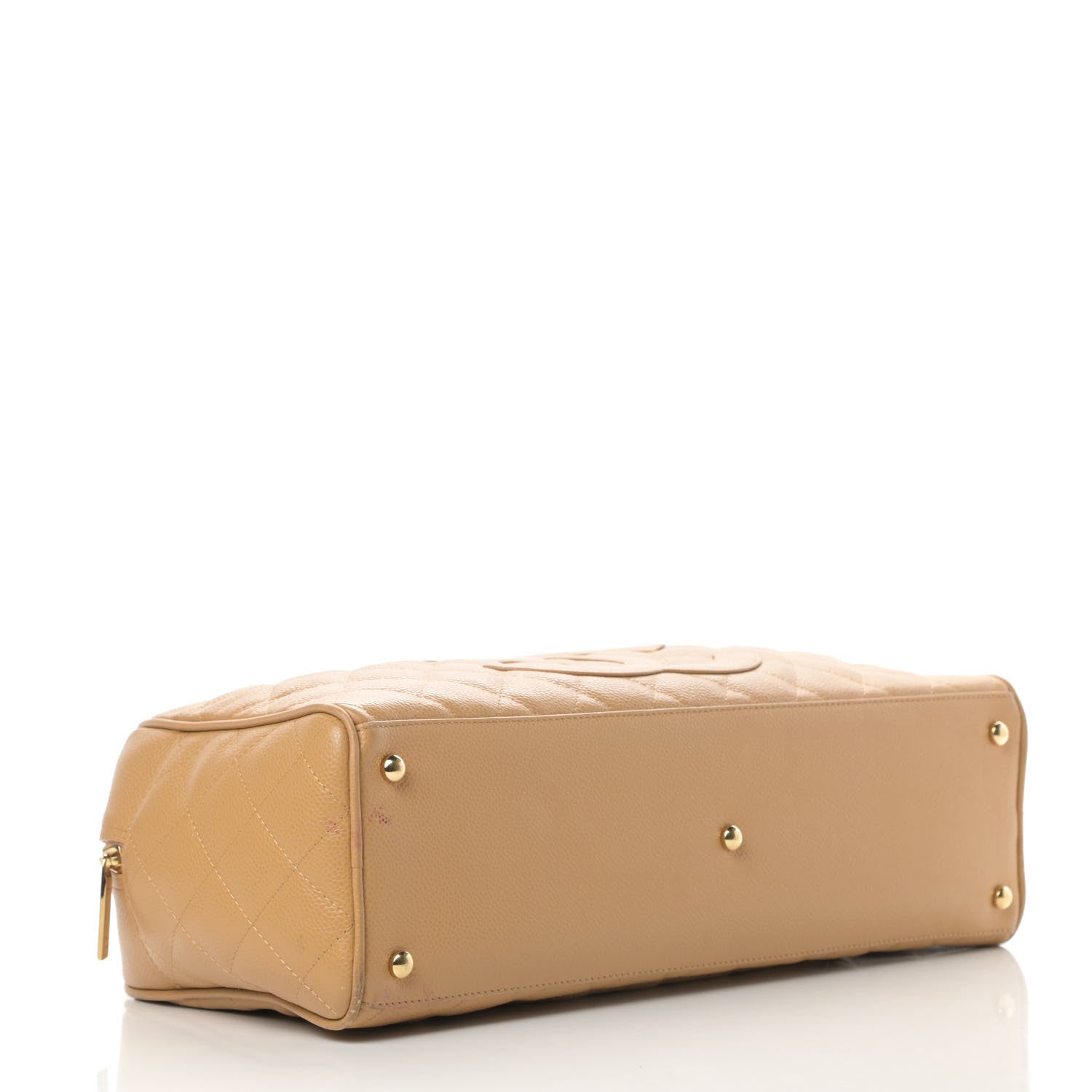 Chanel Caviar Quilted Large Bowler Bag Beige 4 of 20