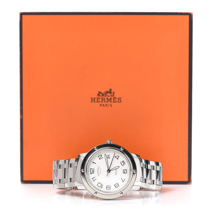 Hermes Stainless Steel 39mm Clipper Automatic Watch White 6 of 6