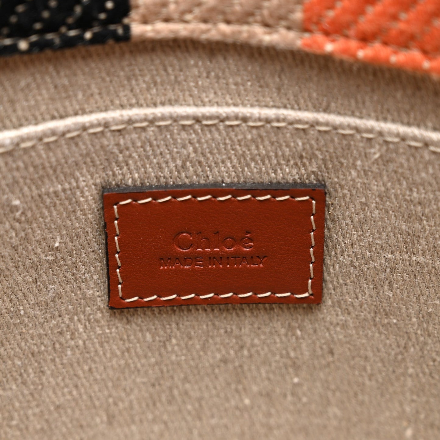 Cotton Calfskin Small Woody Striped Ribbon Tote Multicolor