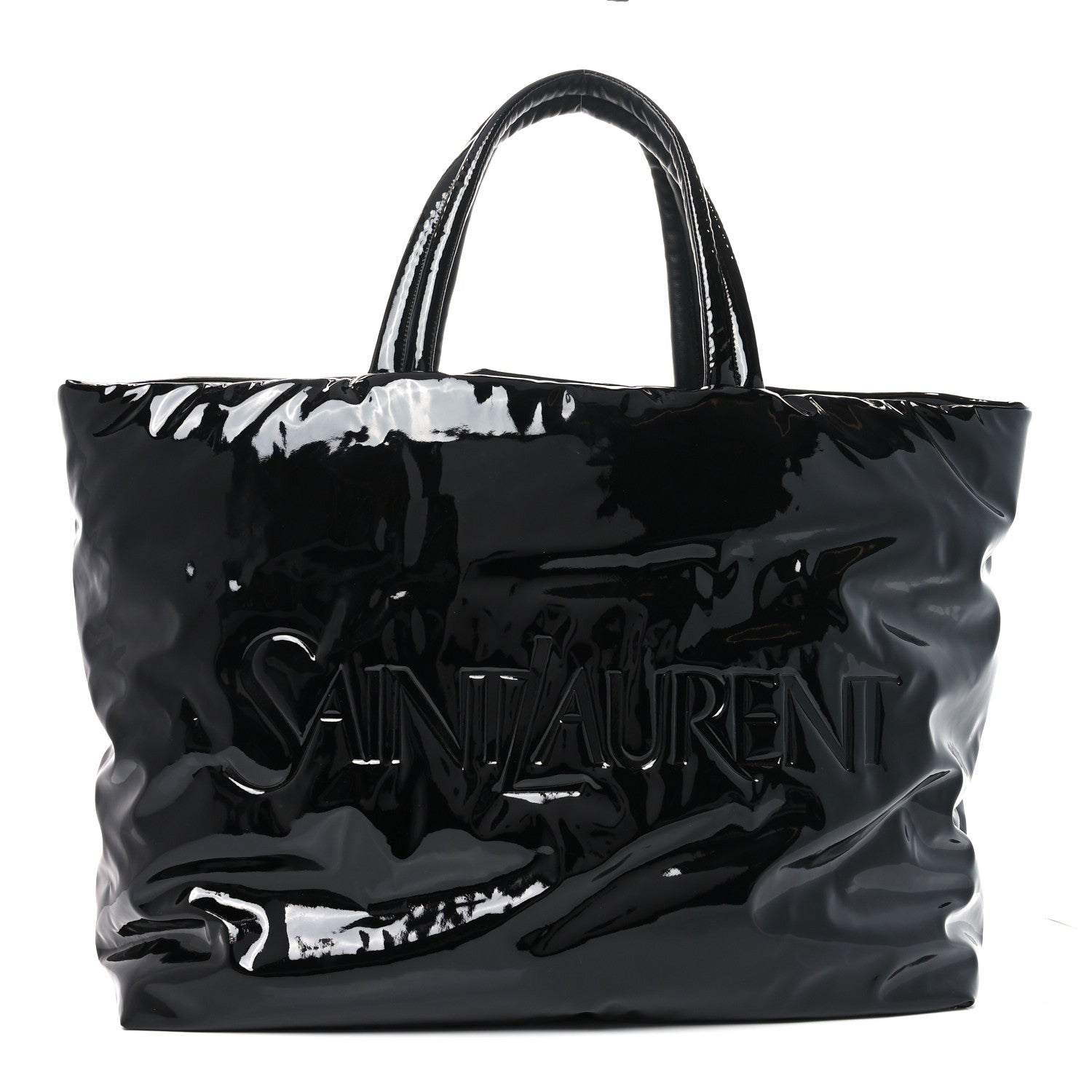 Saint Laurent Patent Wide Puffer Maxi Tote Black 1 of 9
