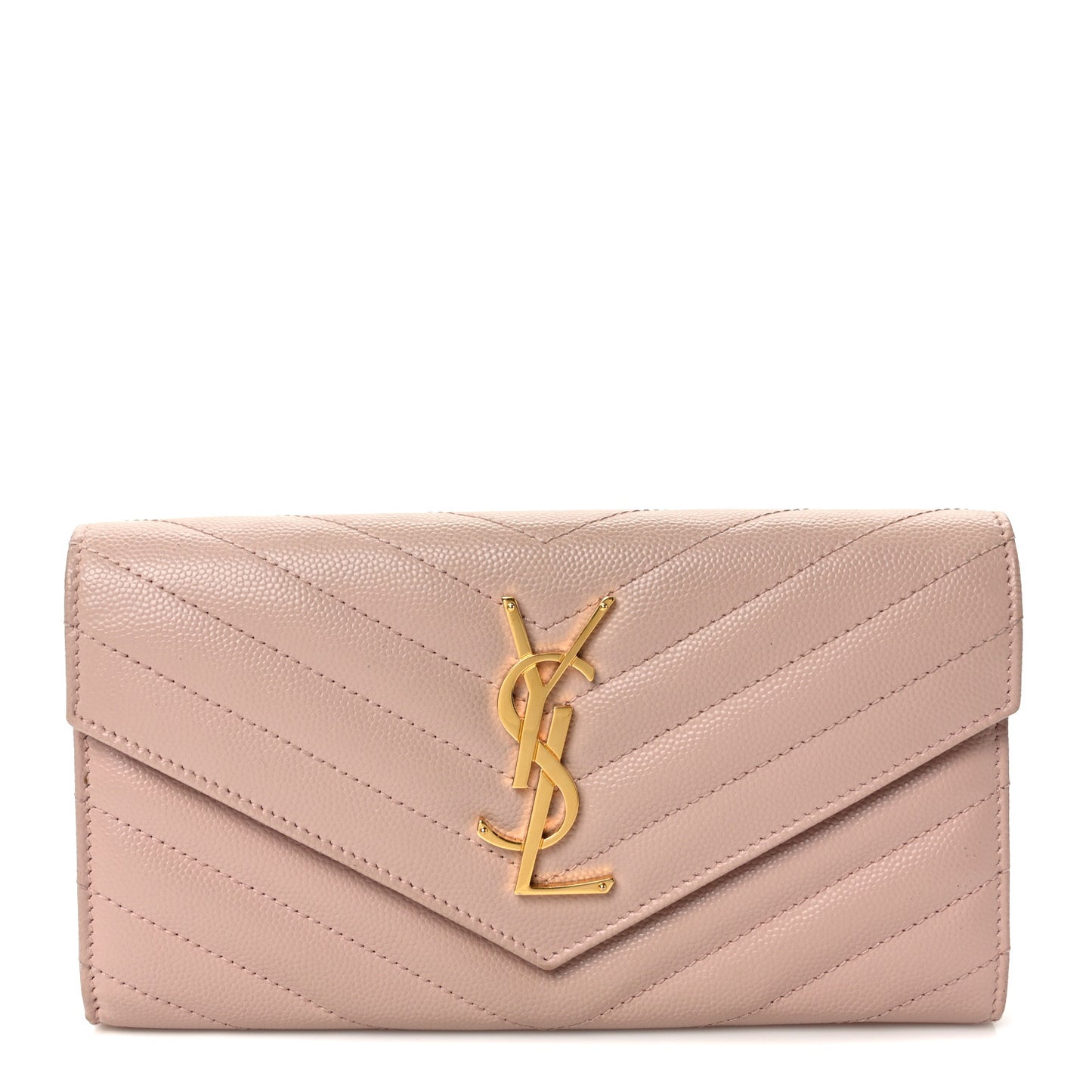 Grain De Poudre Matelasse Chevron Monogram Flap Wallet Pale Pink