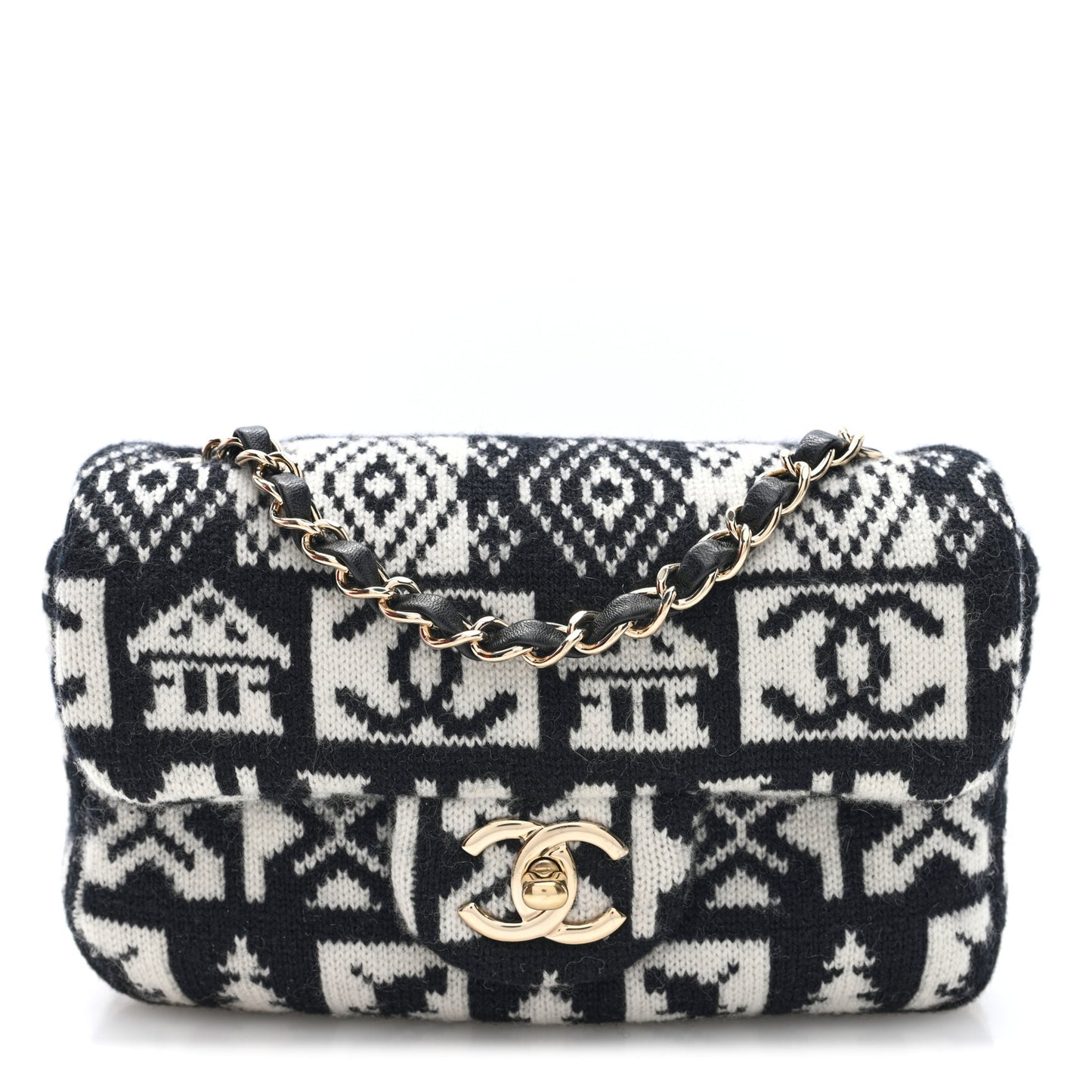 Cashmere Knit Coco Neige Flap Black White