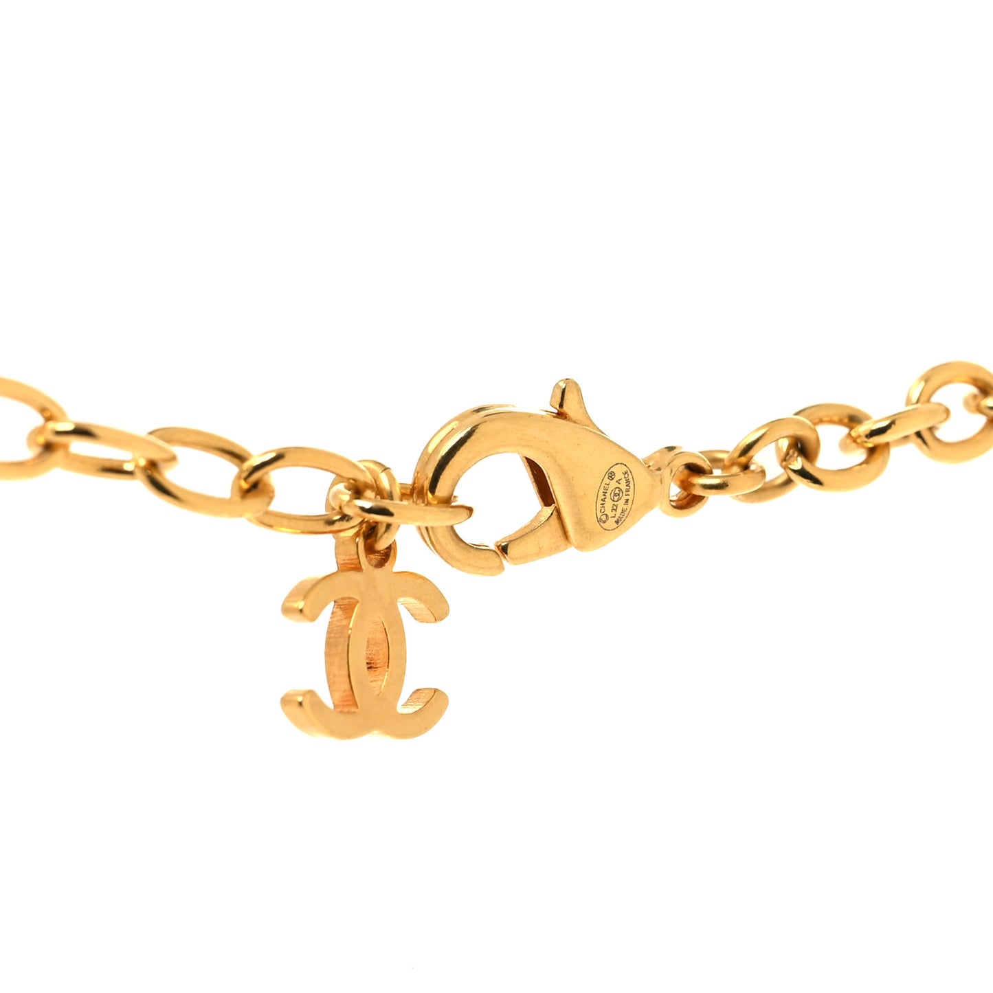 Metal Textured CC Chain Pendant Necklace Gold