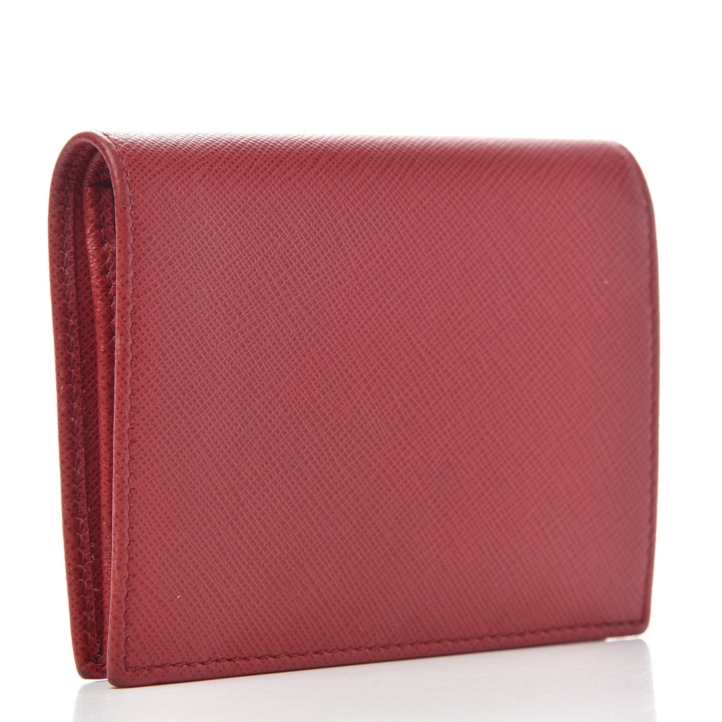 Saffiano Metal Compact Snap Bi-Fold Wallet Fuoco