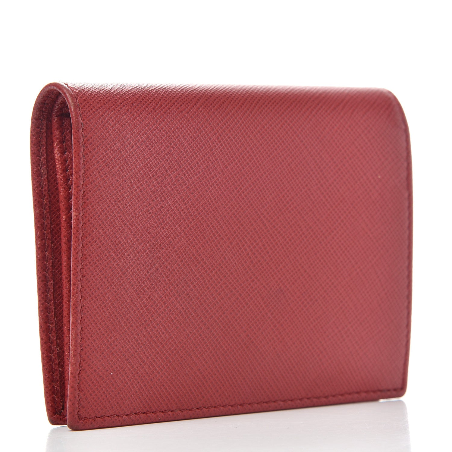 Prada Saffiano Metal Compact Snap Bi-Fold Wallet Fuoco 3 of 6