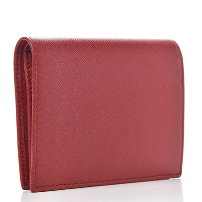 Prada Saffiano Metal Compact Snap Bi-Fold Wallet Fuoco 3 of 6