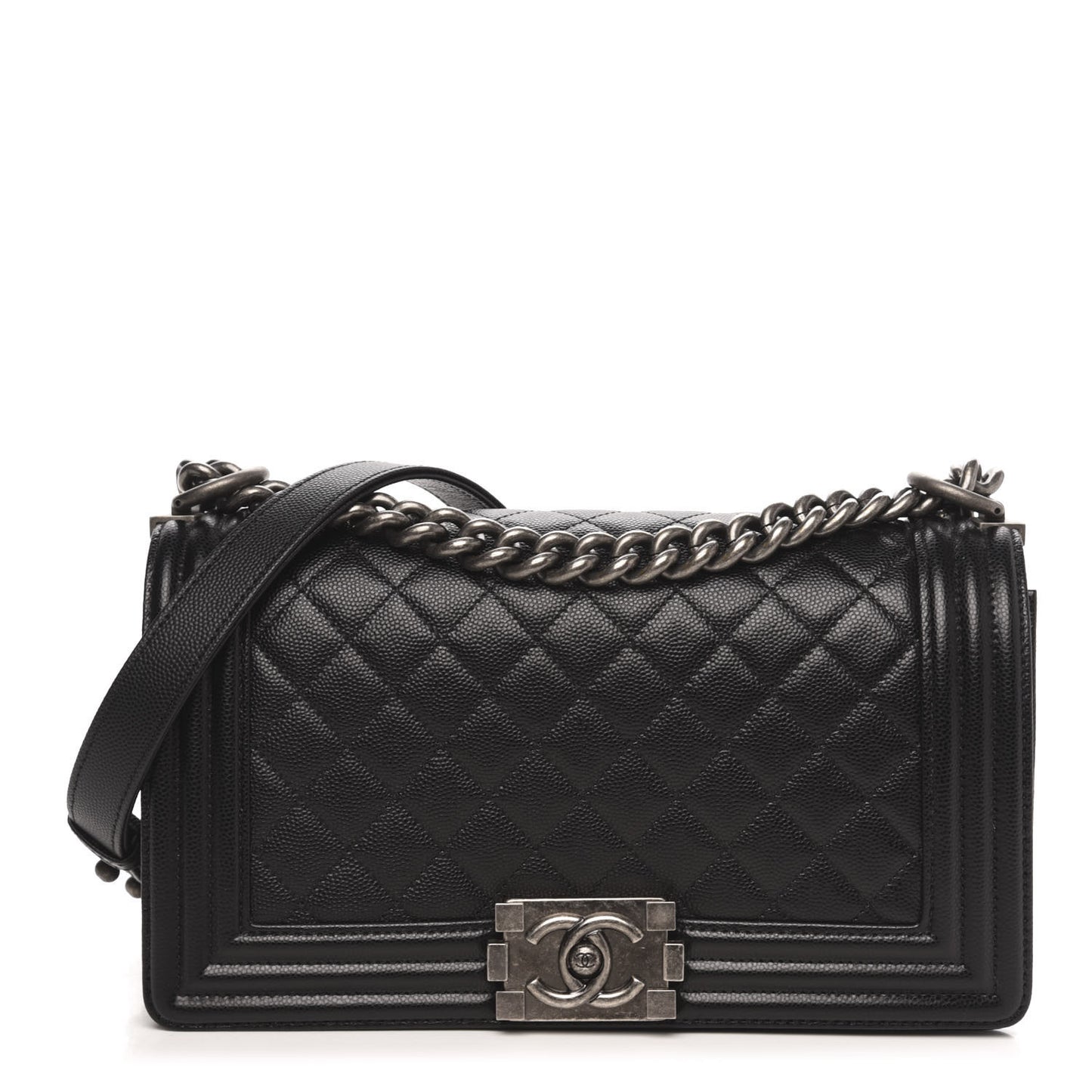 Caviar Quilted Medium Boy Flap Black