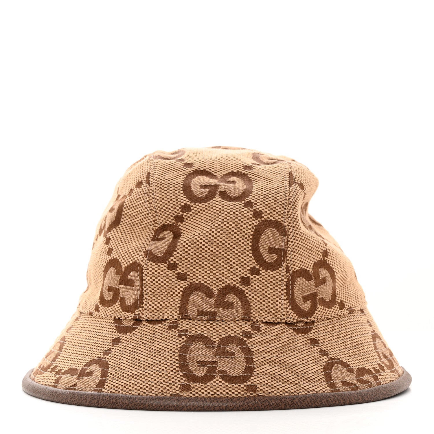 Gucci Monogram Jumbo GG Bucket Hat L Camel Ebony New Acero 6 of 9