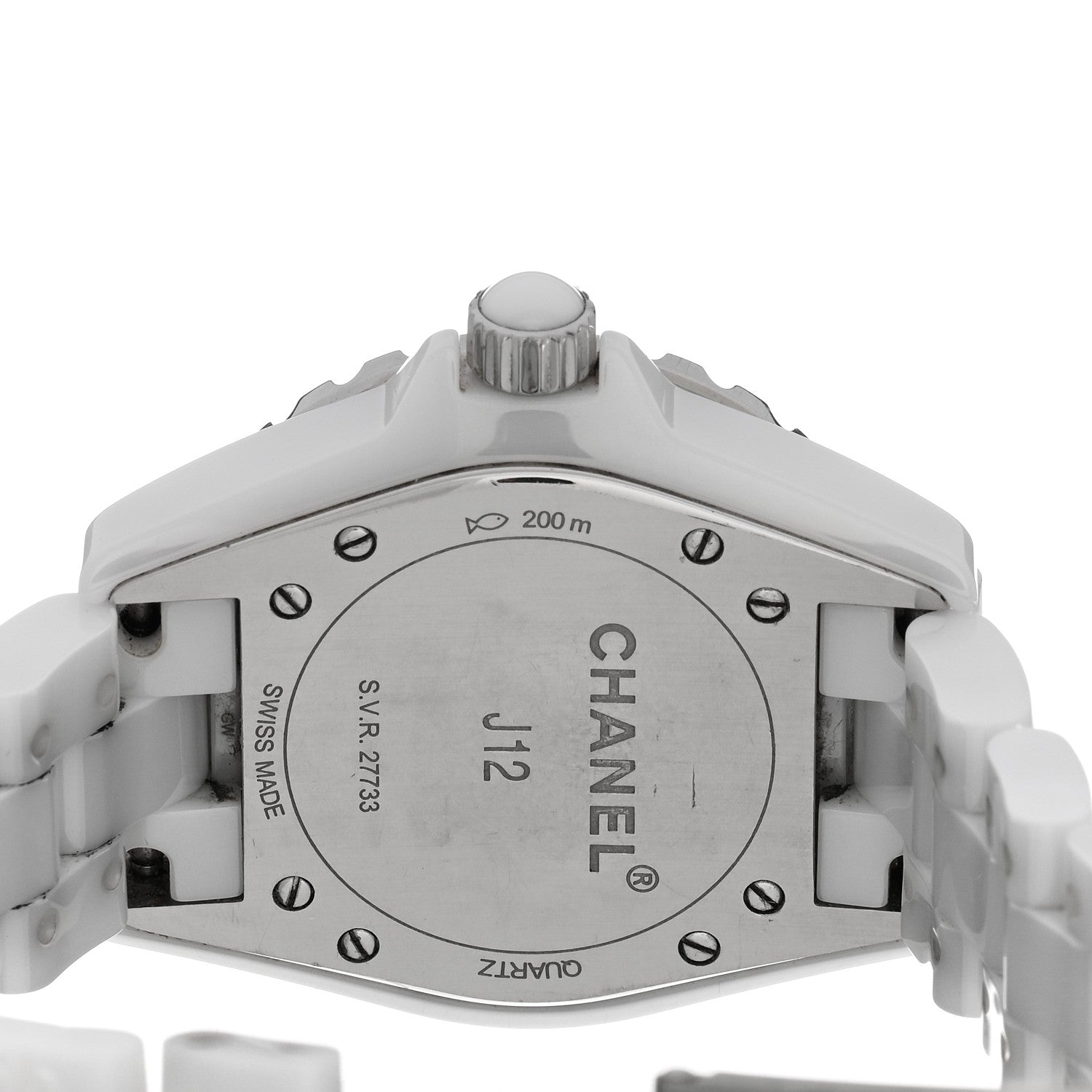 Chanel Stainless Steel Ceramic Diamond 33mm J12 Quartz Watch White 4 of 4