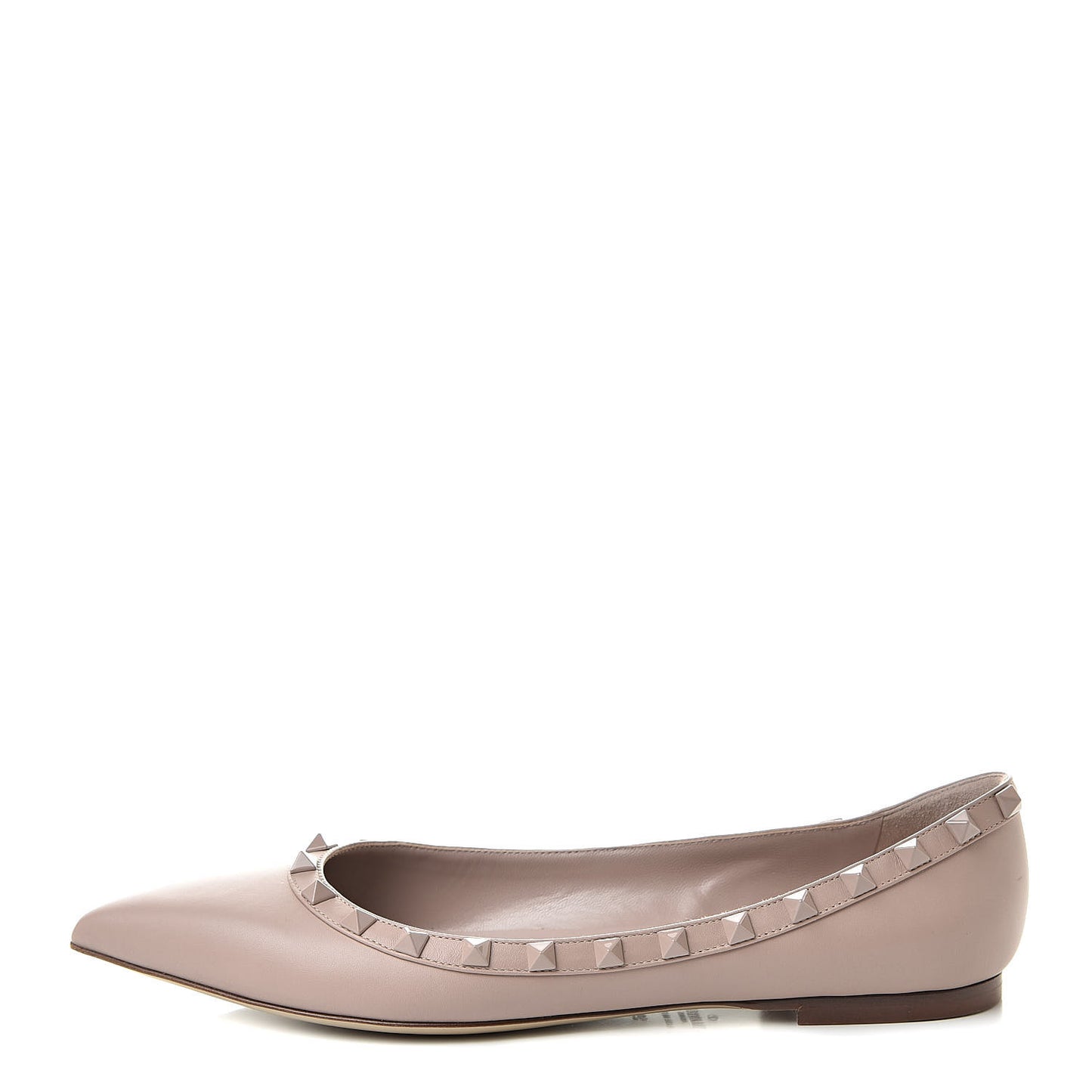 Calfskin Lacquered Monochrome Rockstud Ballerina Flats 39.5 Poudre
