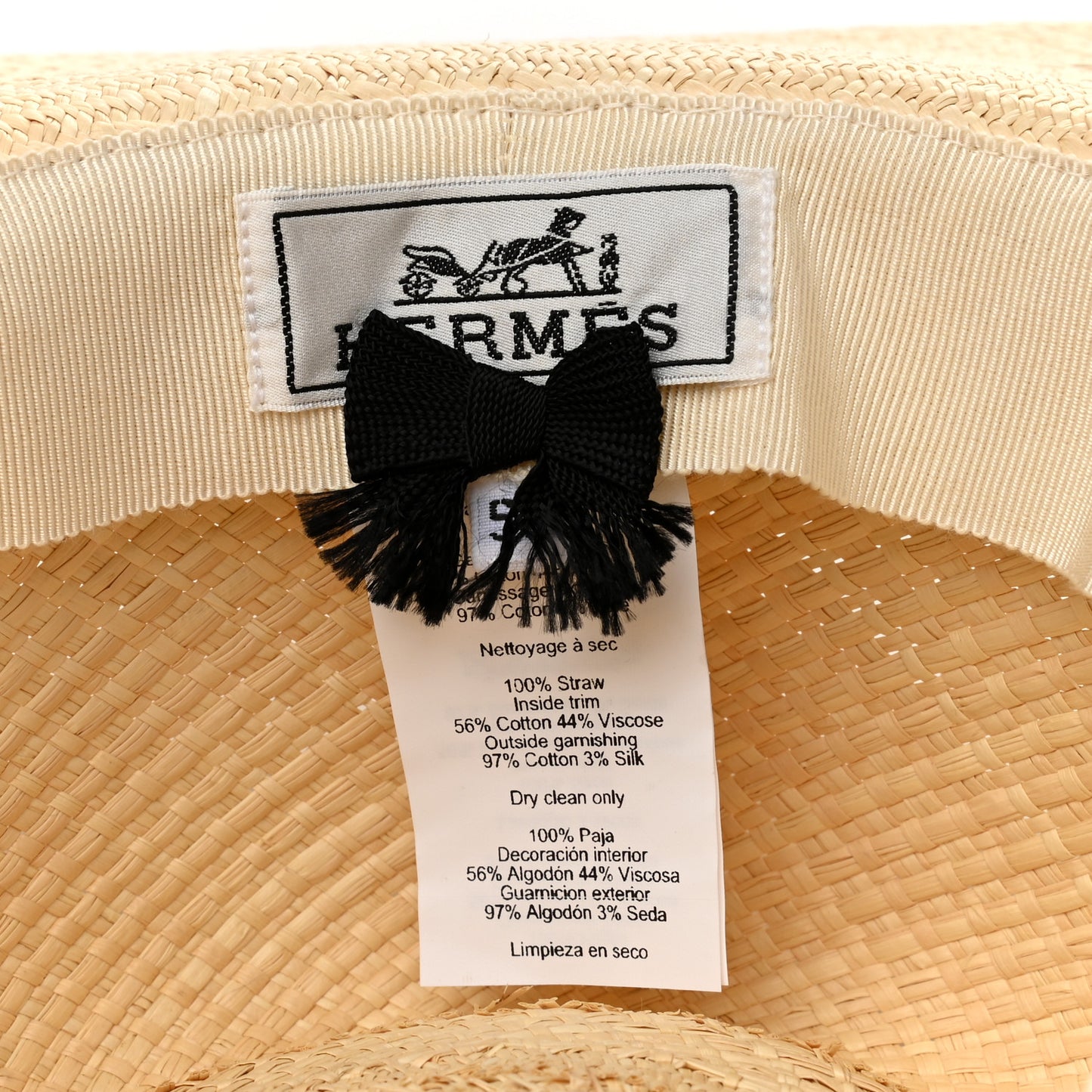 Straw Brides De Gala Panama Carrousel Hat 58 Naturel Ecru Black