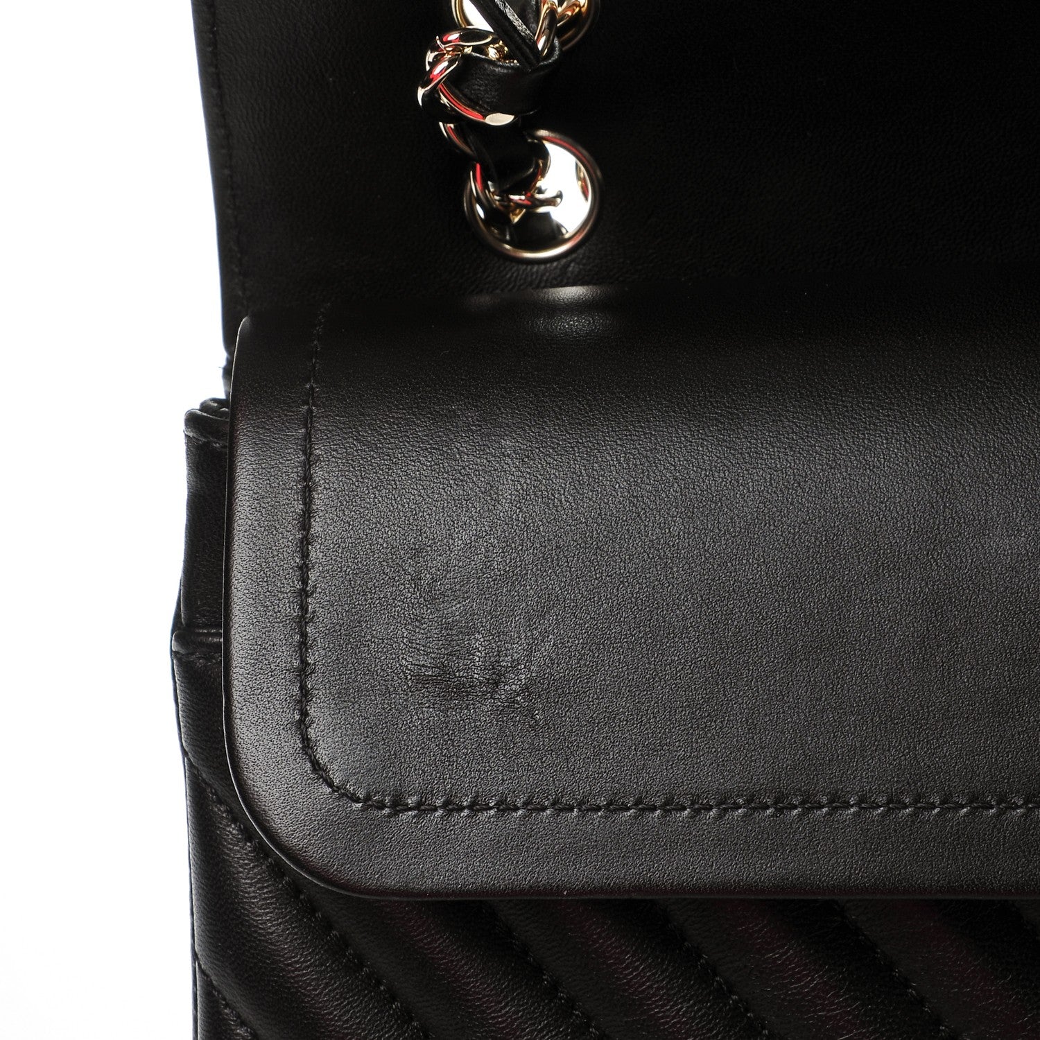 Chanel Lambskin Chevron Quilted Medium Double Flap Black 9 of 11