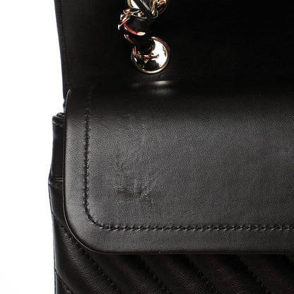 Chanel Lambskin Chevron Quilted Medium Double Flap Black 9 of 11