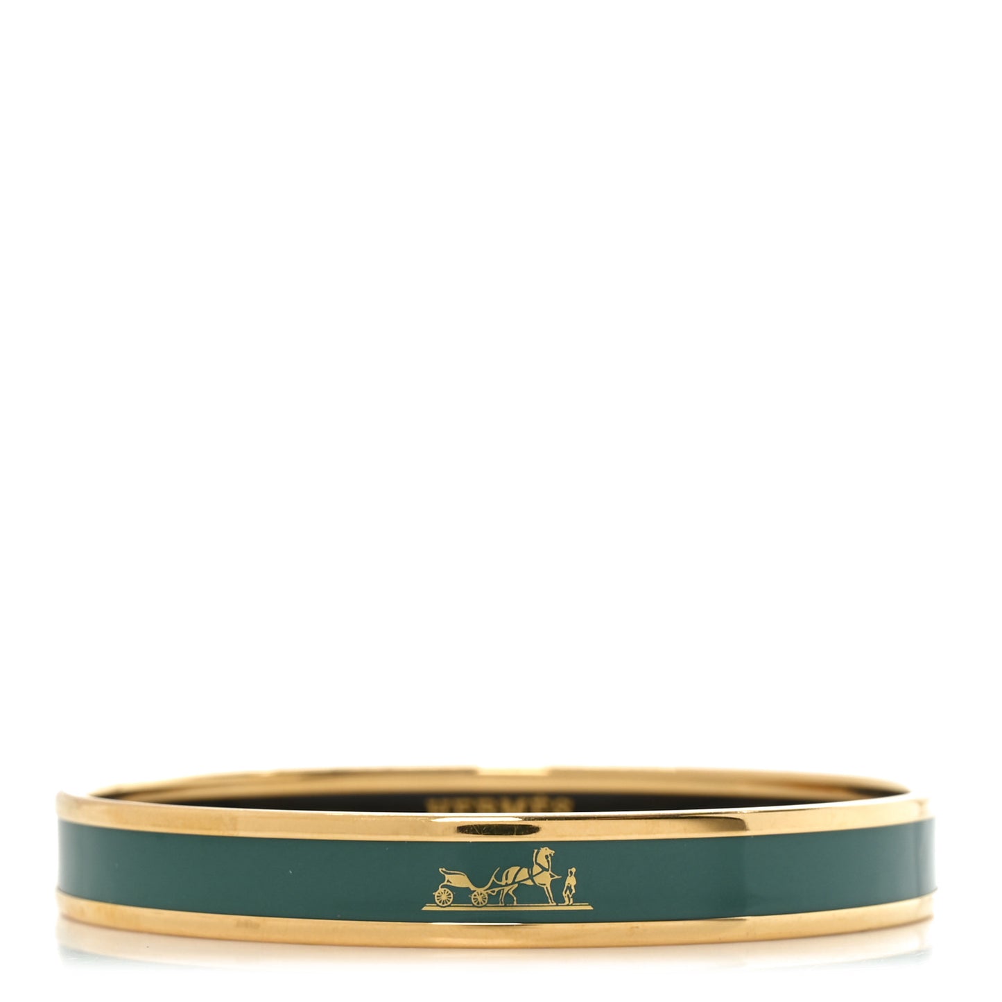 Enamel Printed Narrow Caleche Bracelet 65 Vert Sapin