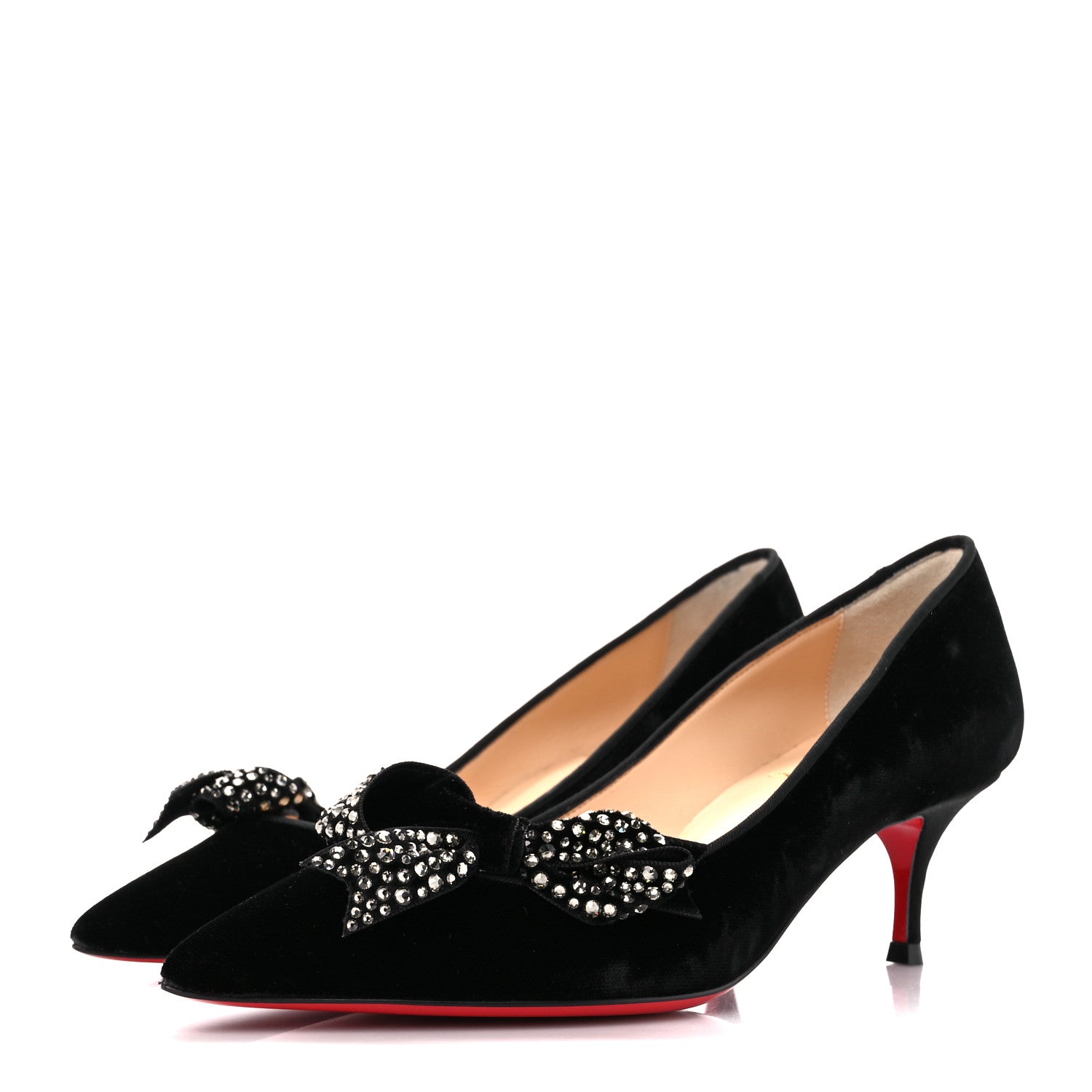 Christian Louboutin Velvet Madame Menule Bow 55 Pumps 35 Black 3 of 8