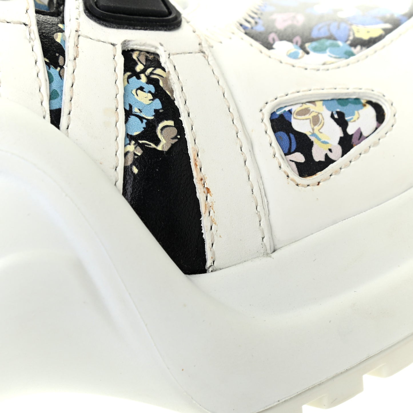 Flower Printed Calfskin Monogram LV Archlight Sneakers 35.5 Black Blue