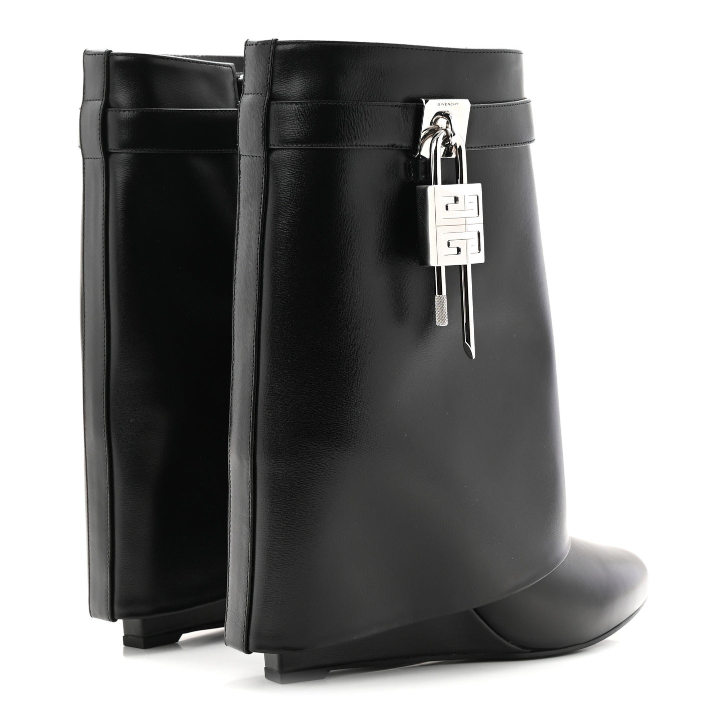 Calfskin Shark Lock Ankle Boots 40 Black