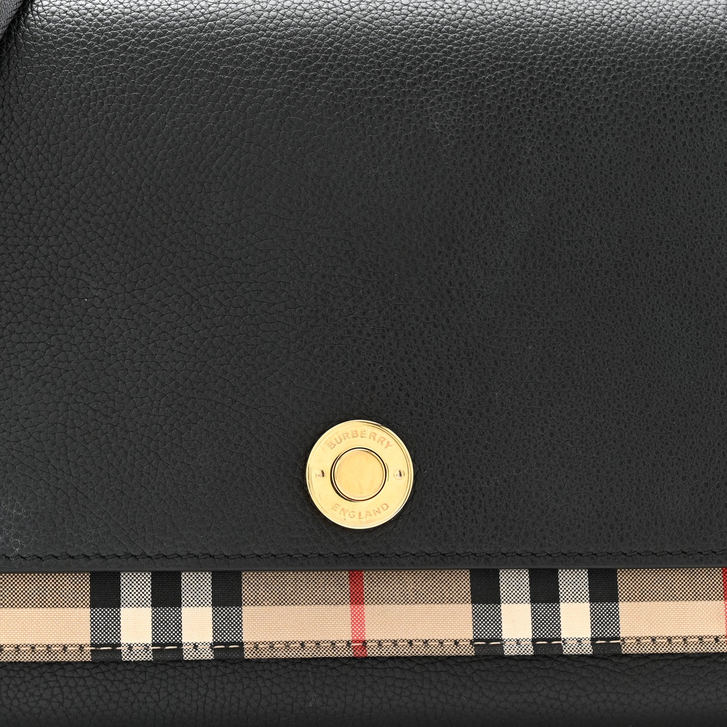 Grainy Calfskin Vintage Check Note Crossbody Bag Black
