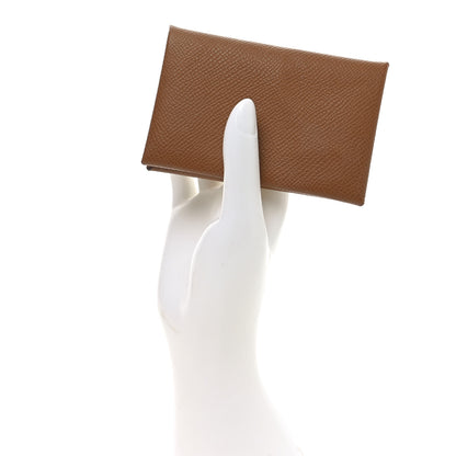 Hermes Epsom Calvi Card Case Gold 2 of 8