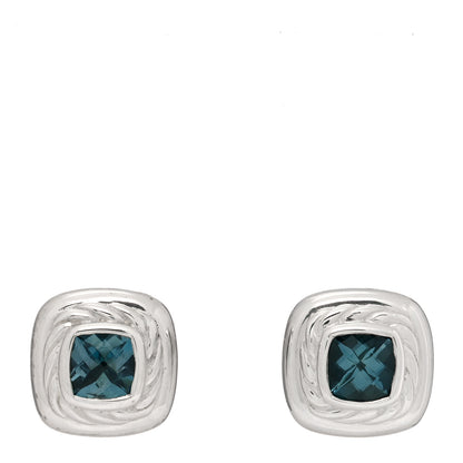 David Yurman Sterling Silver Hampton Blue Topaz 5mm Cable Classics Stud Earrings 1 of 4