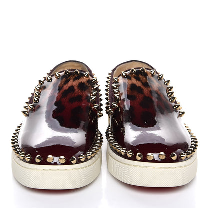 Christian Louboutin Patent Degrade Leopard Studded Womens Pik Boat Flat Loafers 35.5 Bronze 2 of 9