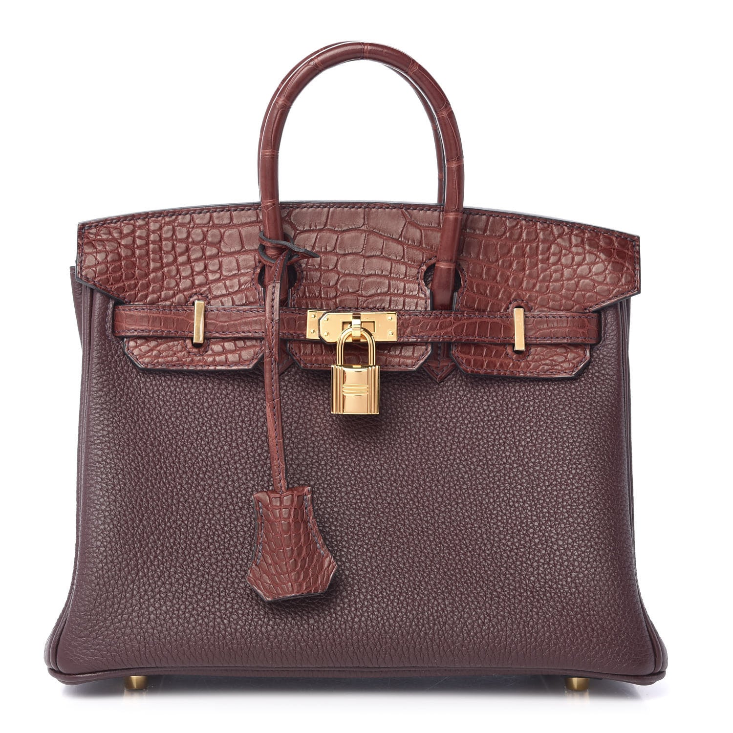 Hermes Togo Matte Alligator Birkin Touch 25 Rouge Sellier Bourgogne 1 of 10