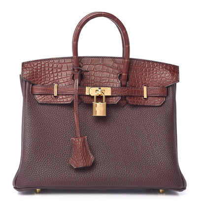 Hermes Togo Matte Alligator Birkin Touch 25 Rouge Sellier Bourgogne 1 of 10