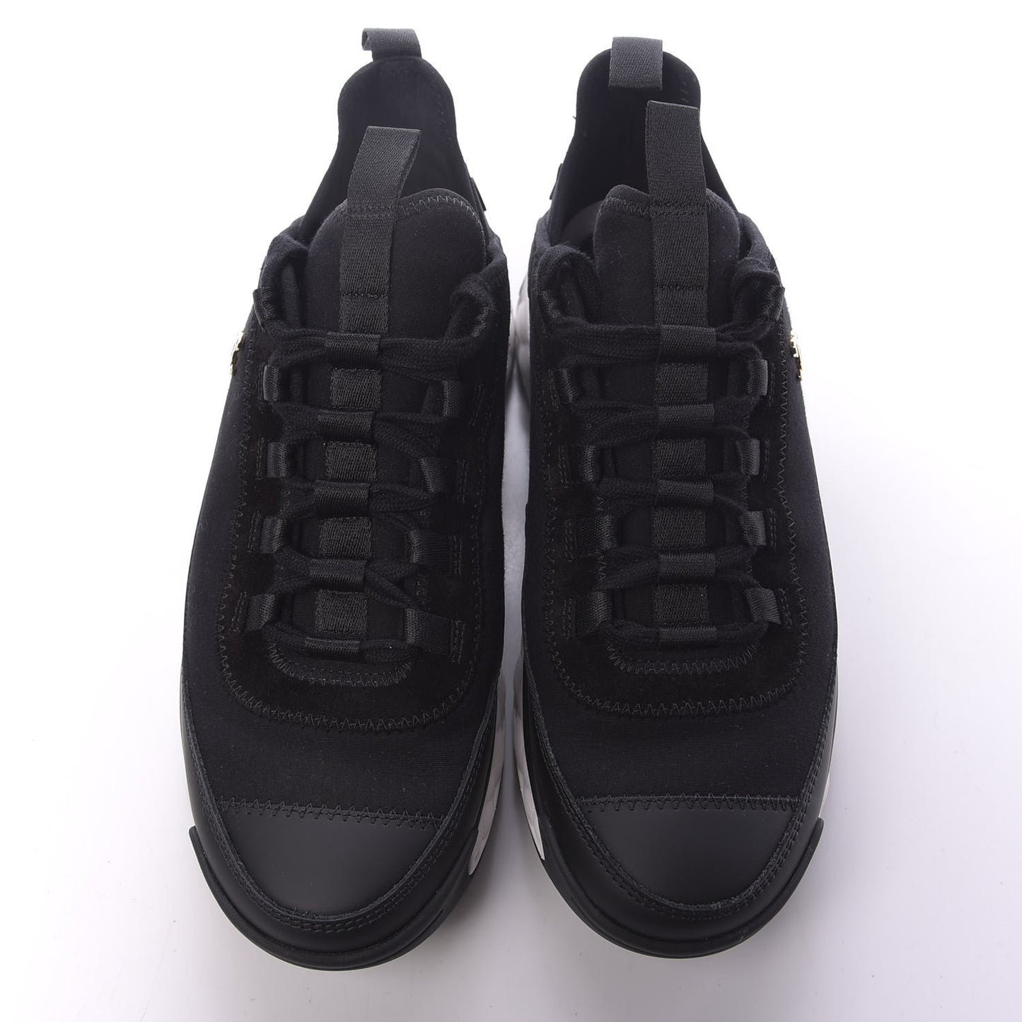 Velvet Calfskin Mixed Fibers CC Sneakers 38.5 Black