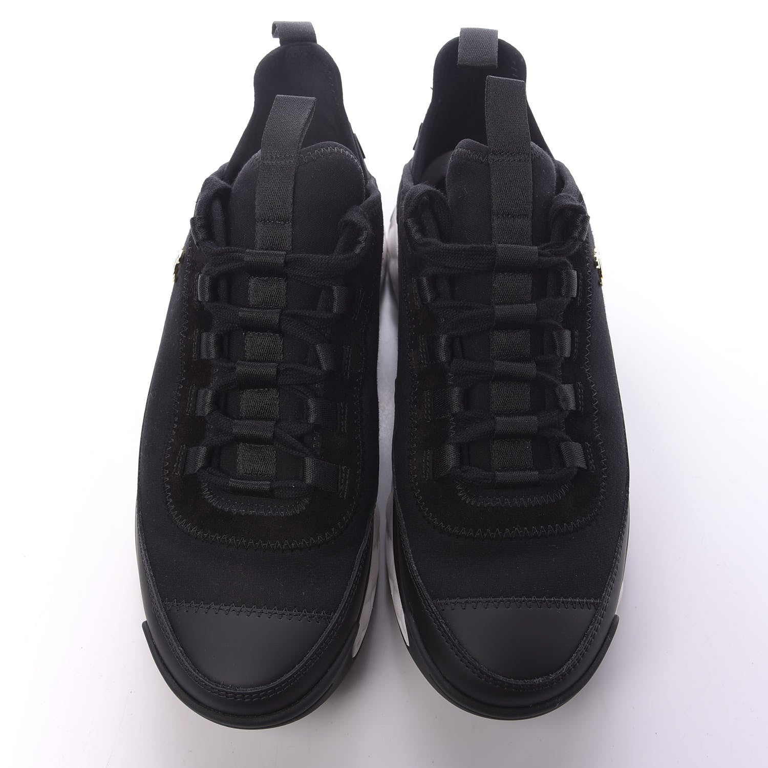 Chanel Velvet Calfskin Mixed Fibers CC Sneakers 38.5 Black 5 of 10