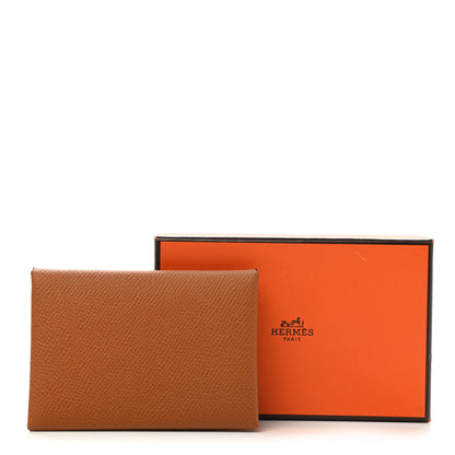 Hermes Epsom Calvi Duo Card Case Gold 7 of 7
