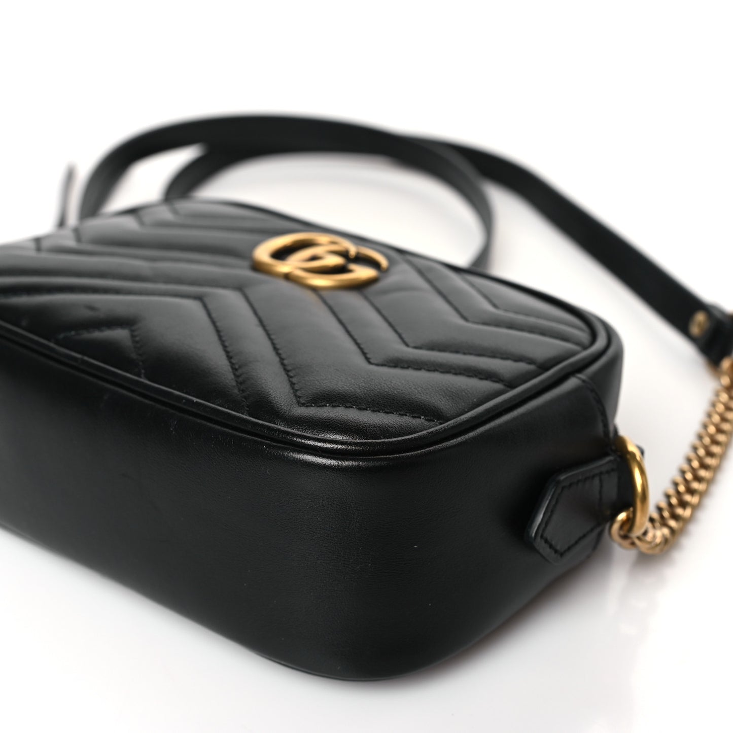 Calfskin Matelasse Mini GG Marmont Chain Shoulder Bag Black