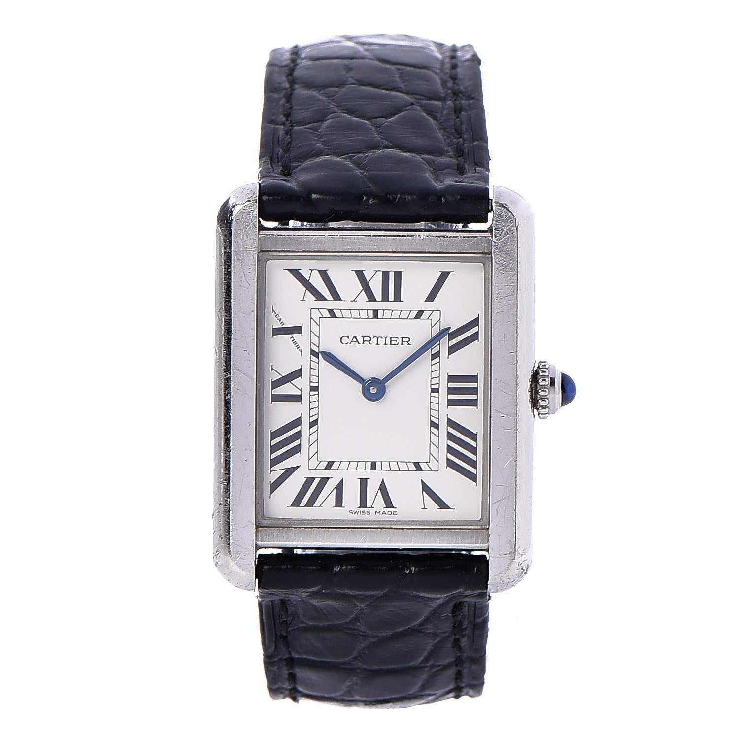Cartier Stainless Steel Alligator 24mm Tank Solo Quartz Watch 1 of 11