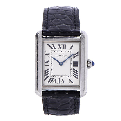 Cartier Stainless Steel Alligator 24mm Tank Solo Quartz Watch 1 of 11
