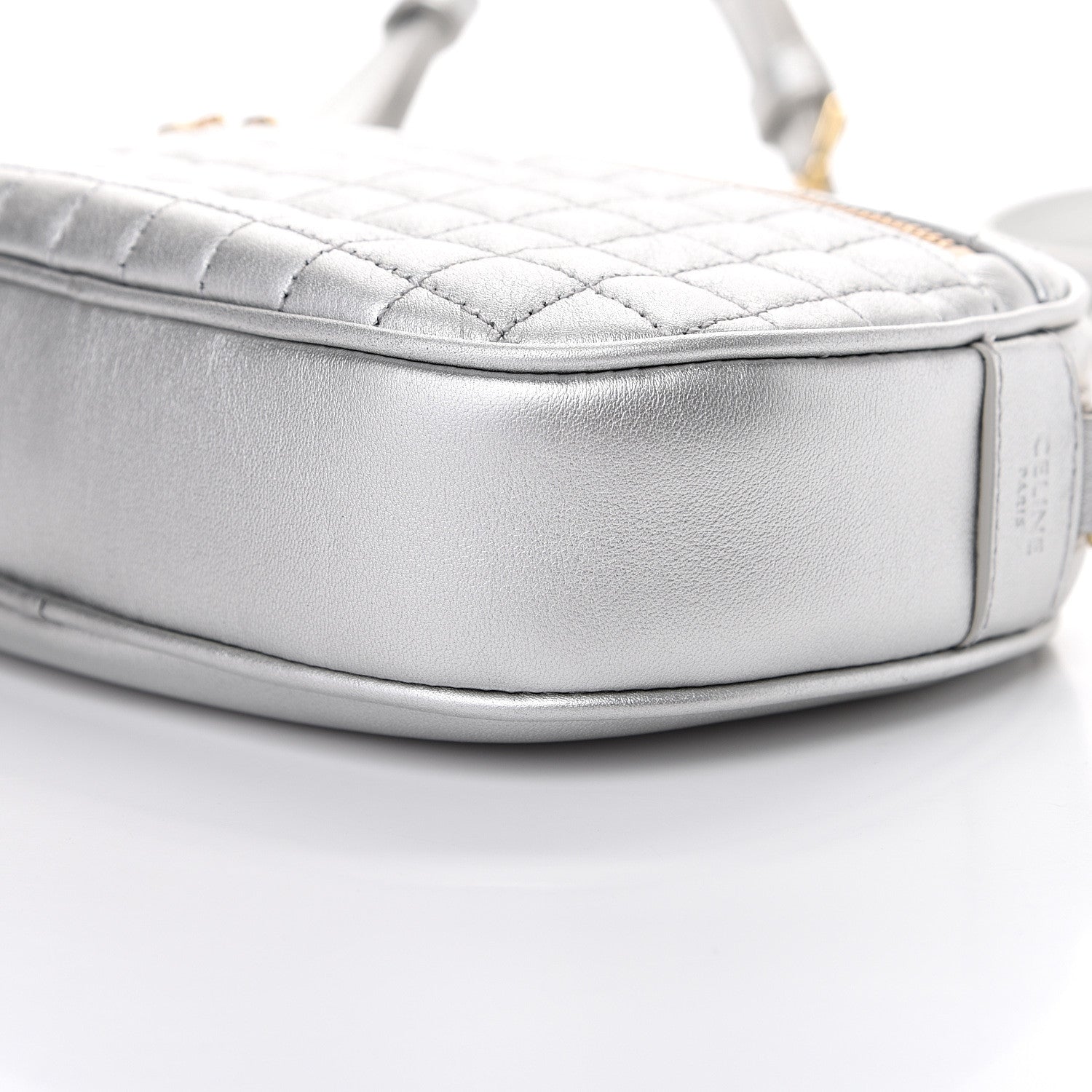 Celine Laminated Calfskin Quilted Small C Charm Bag Silver 10 of 10
