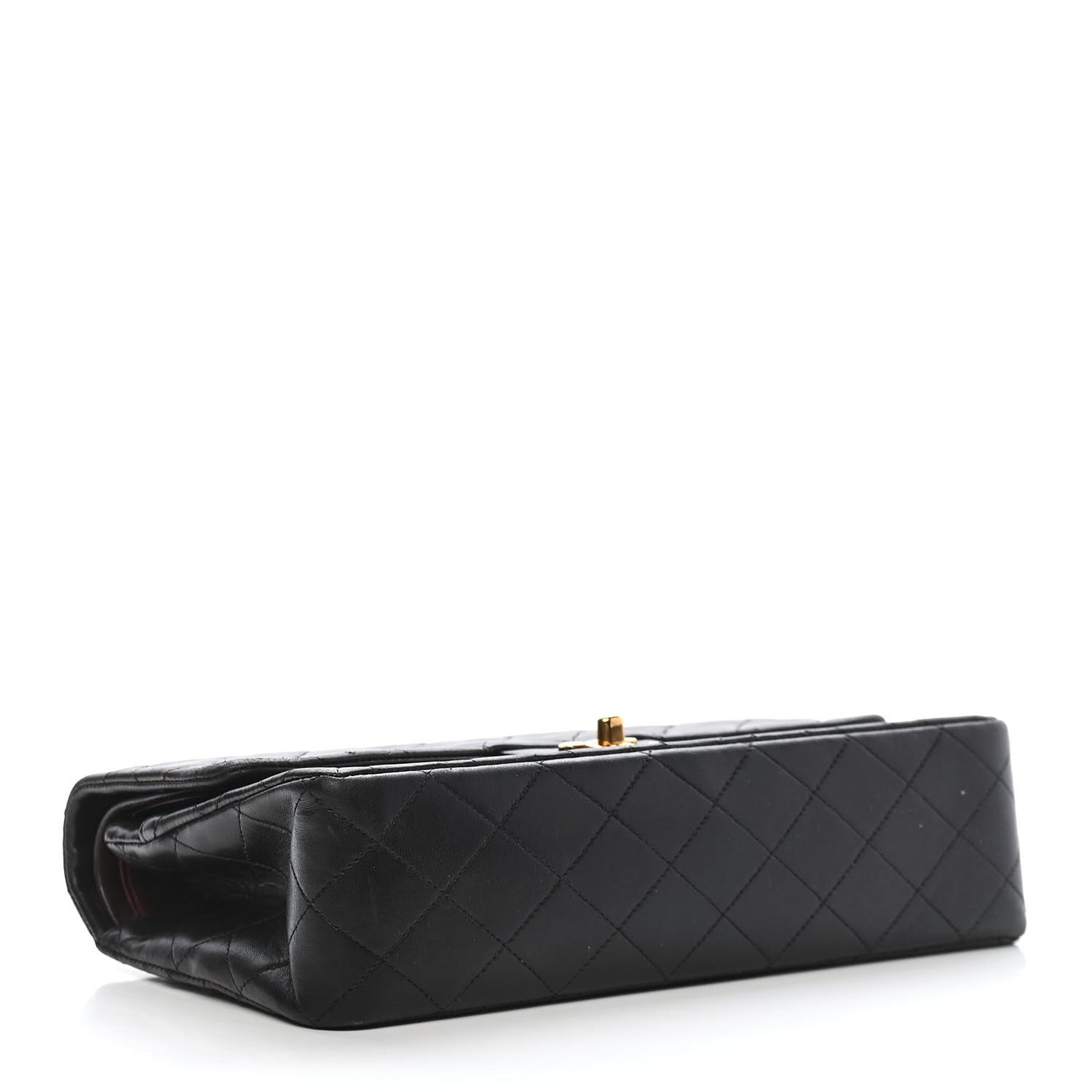 Lambskin Quilted Medium Double Flap Black