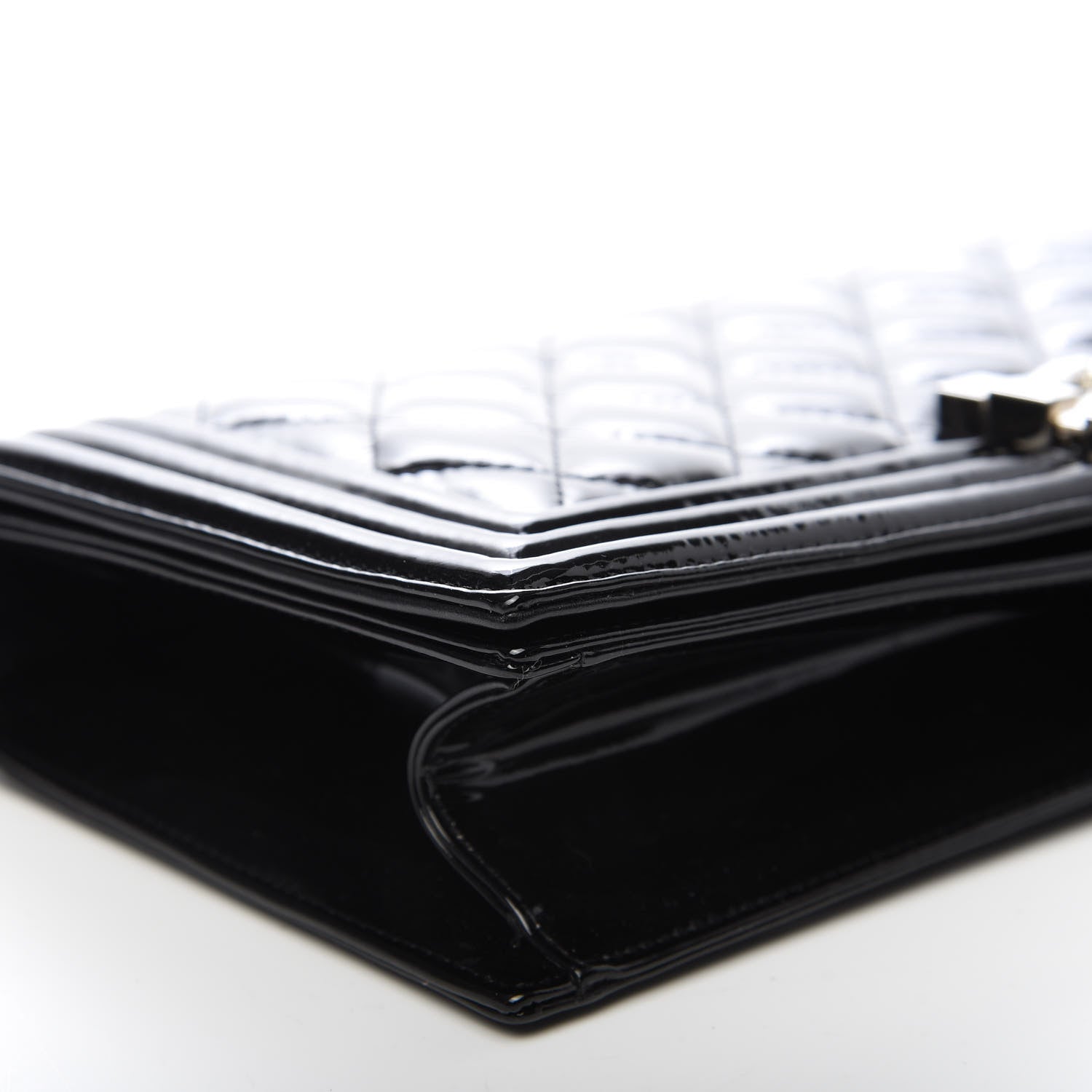 Chanel Patent Quilted Boy Flap Clutch Black 6 of 10