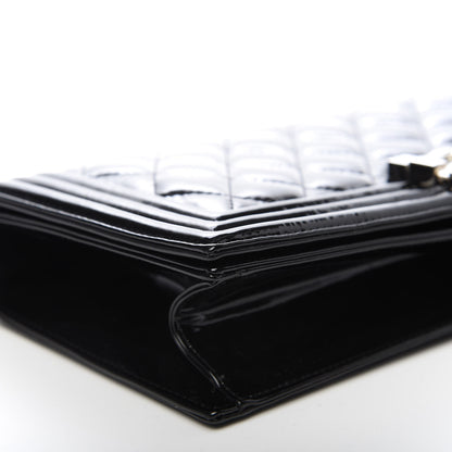 Chanel Patent Quilted Boy Flap Clutch Black 6 of 10